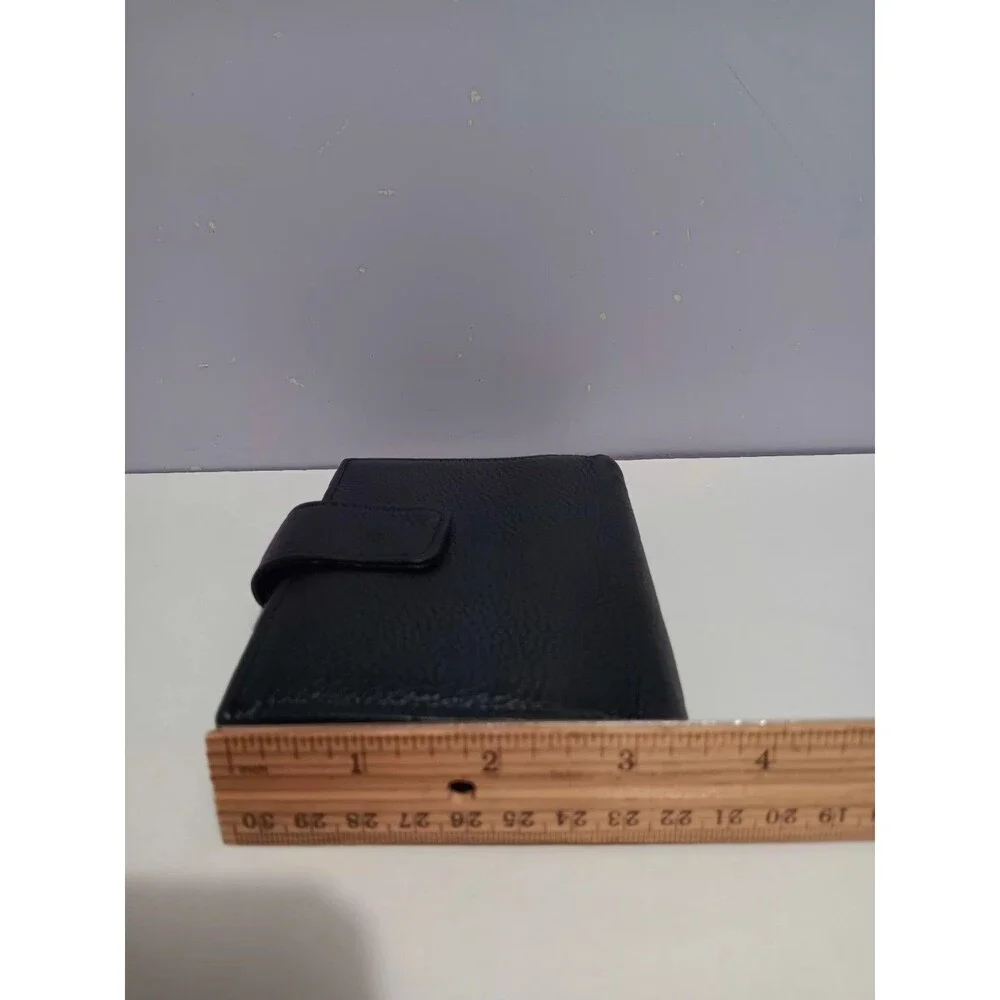 Wallet Bi-fold Black Genuine Leather Tab Snap Closure 5